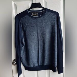 Jos A Banks Mens Size L Crewneck Merlin Wool - Navy and light blue